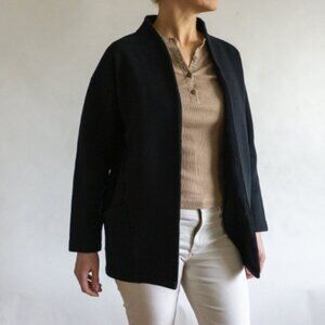 MONDETTA STUDIO Double Tech Fleece Open Cocoon Cardigan Sz Small Black